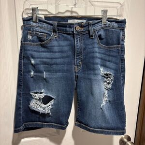 KanCan Women's Distressed Jean Shorts - Blue